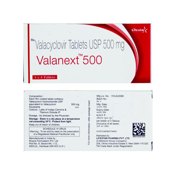 Valanext-500 Tablets 3 Tab - MySkinCare.in